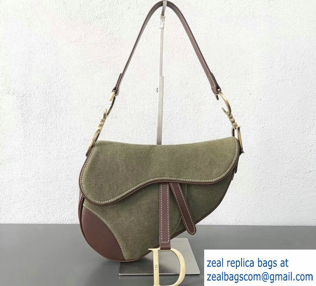 Dior Saddle Bag in Canvas Green 2018 - Click Image to Close
