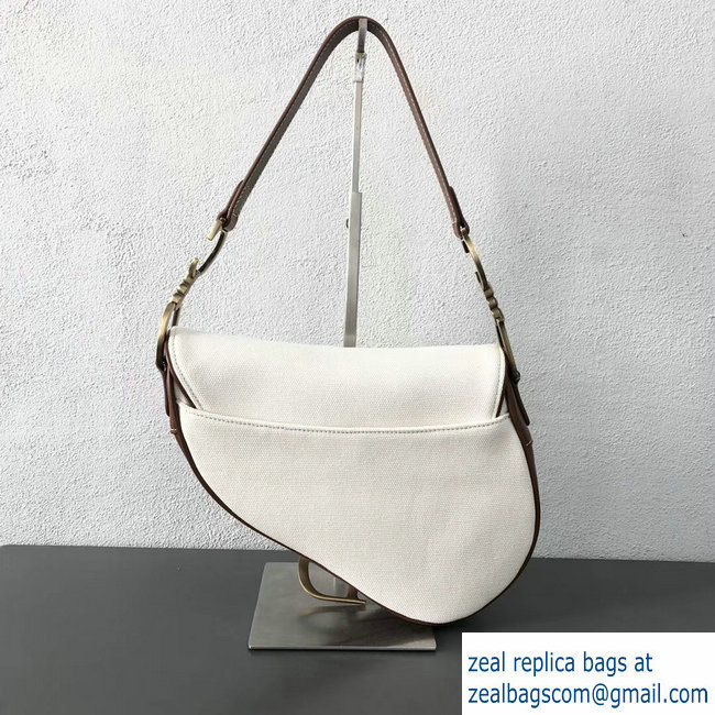 Dior Saddle Bag in Canvas White 2018