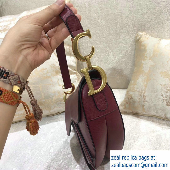 Dior Saddle Bag in Grained Calfskin Burgundy 2018 - Click Image to Close