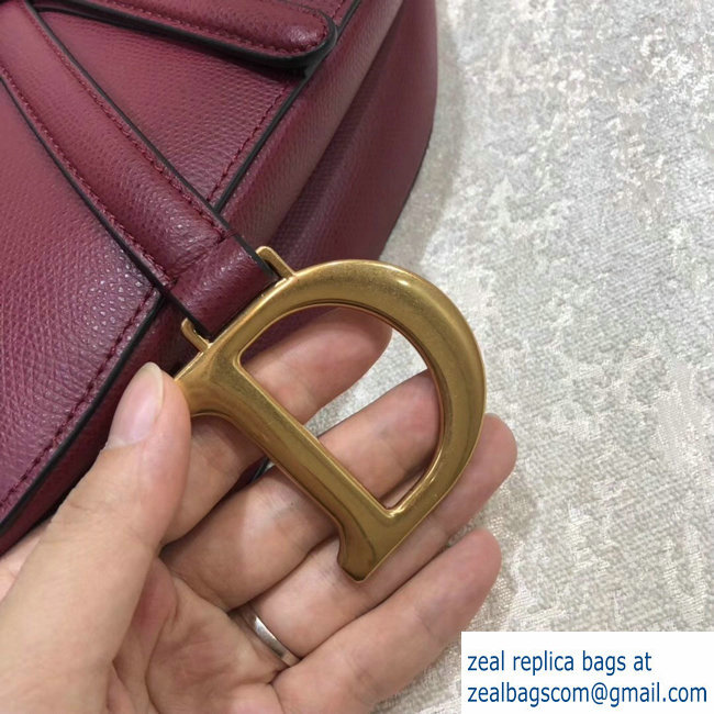 Dior Saddle Bag in Grained Calfskin Burgundy 2018 - Click Image to Close