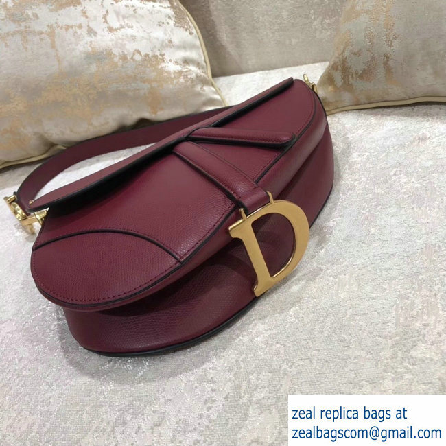 Dior Saddle Bag in Grained Calfskin Burgundy 2018 - Click Image to Close