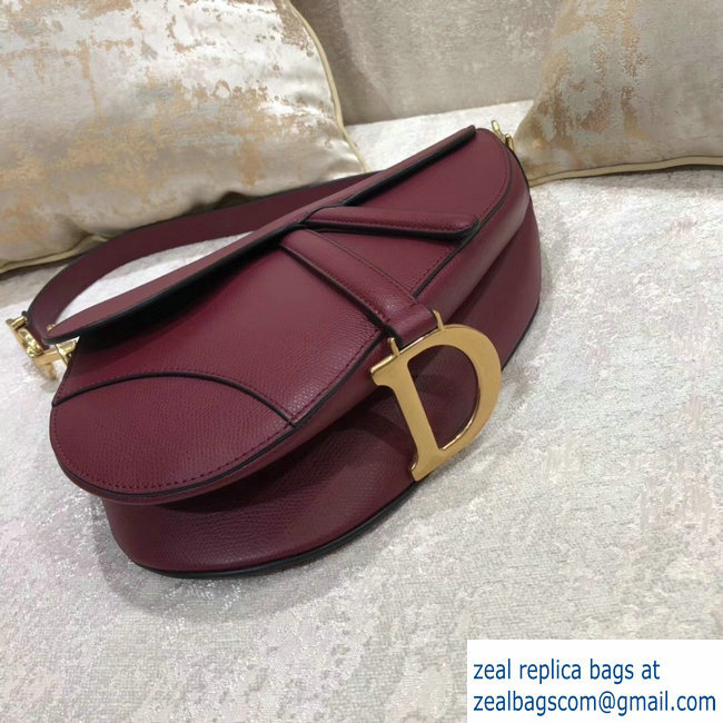 Dior Saddle Bag in Grained Calfskin Burgundy 2018