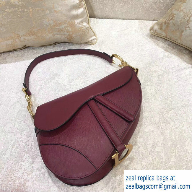 Dior Saddle Bag in Grained Calfskin Burgundy 2018 - Click Image to Close