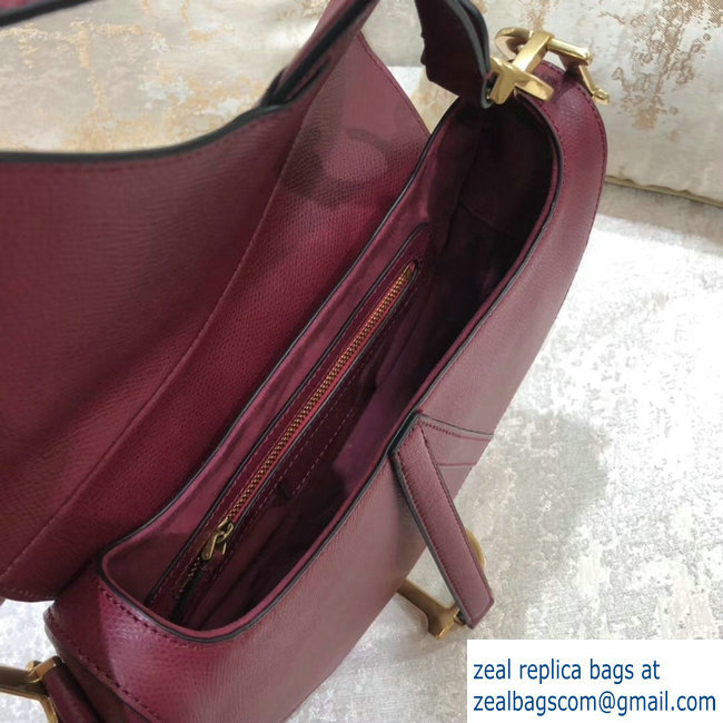 Dior Saddle Bag in Grained Calfskin Burgundy 2018 - Click Image to Close