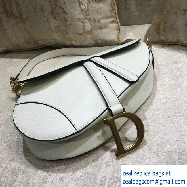 Dior Saddle Bag in Grained Calfskin White 2018