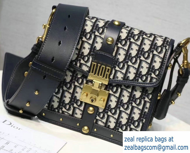 Dior Shoulder Bag In Blue Oblique Jacquard Canvas 2018