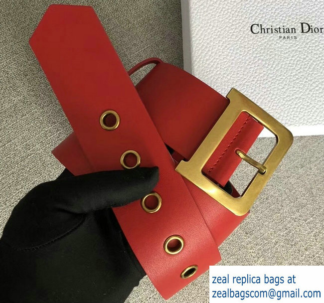 Dior Width 5cm Diorquake Belt Red In Calfskin With D Buckle 2018 - Click Image to Close