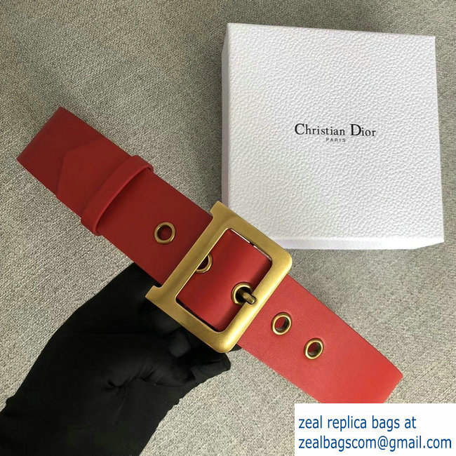 Dior Width 5cm Diorquake Belt Red In Calfskin With D Buckle 2018 - Click Image to Close