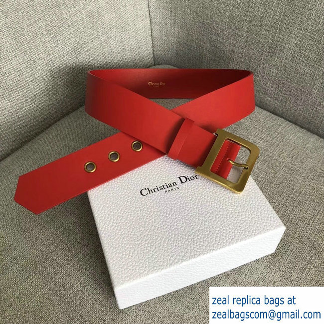 Dior Width 5cm Diorquake Belt Red In Calfskin With D Buckle 2018