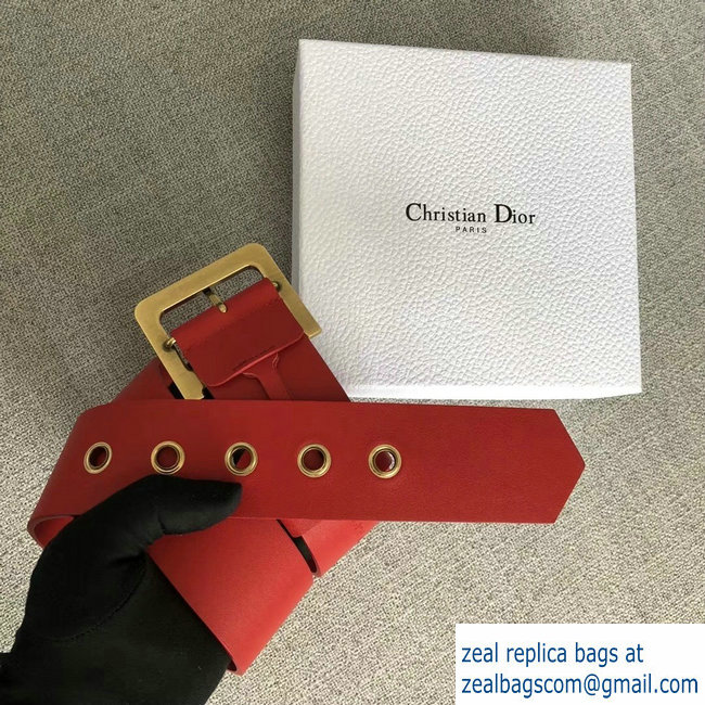 Dior Width 5cm Diorquake Belt Red In Calfskin With D Buckle 2018