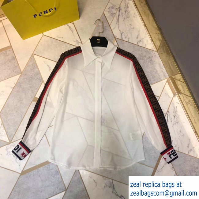 FENDI WHITE LOGO SILK SHIRT 2019