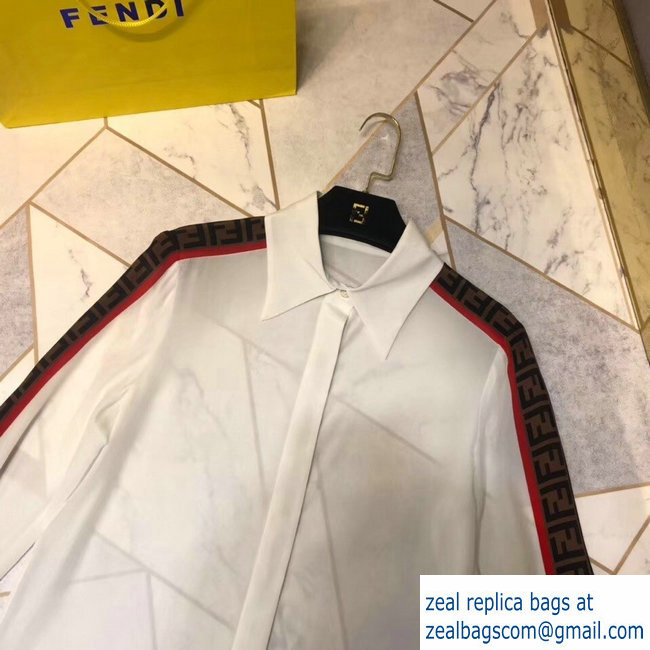 FENDI WHITE LOGO SILK SHIRT 2019