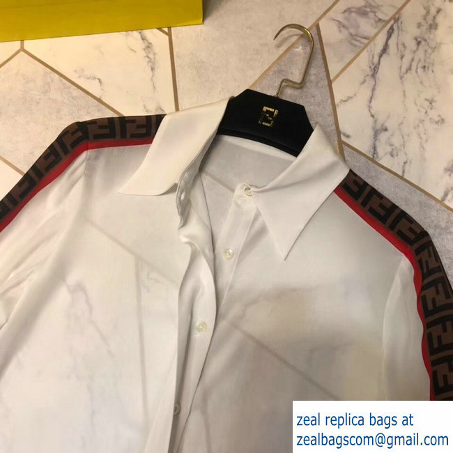 FENDI WHITE LOGO SILK SHIRT 2019