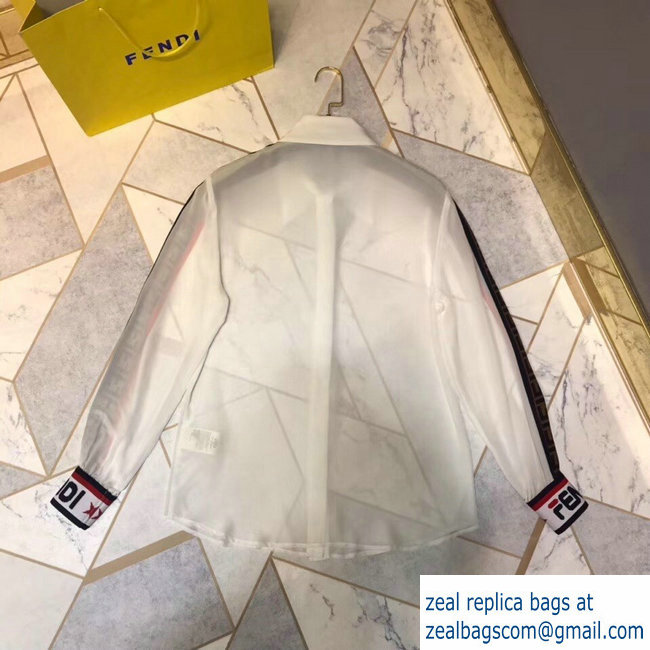 FENDI WHITE LOGO SILK SHIRT 2019