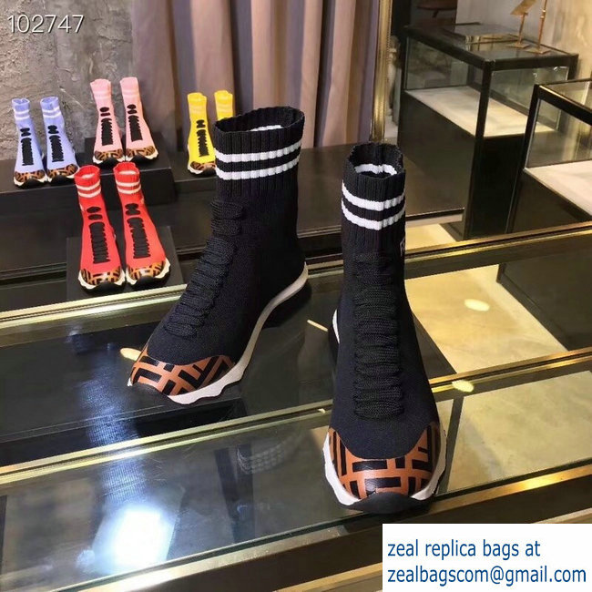 Fendi FF Fabric Mid-top Sneakers Boots Black 2018