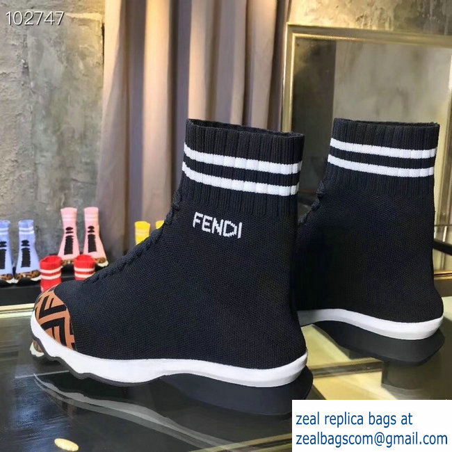 Fendi FF Fabric Mid-top Sneakers Boots Black 2018