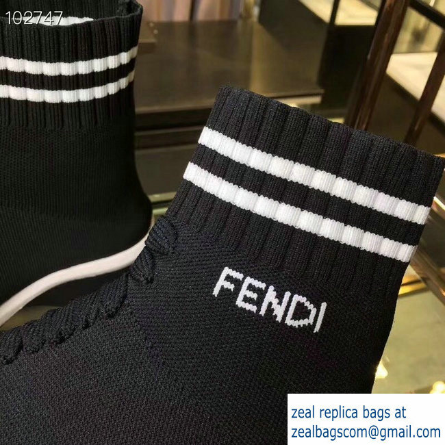 Fendi FF Fabric Mid-top Sneakers Boots Black 2018