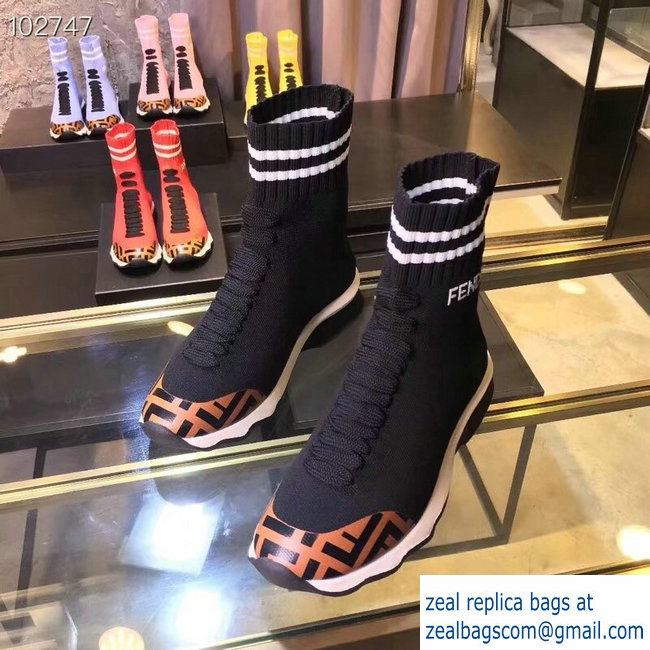 Fendi FF Fabric Mid-top Sneakers Boots Black 2018