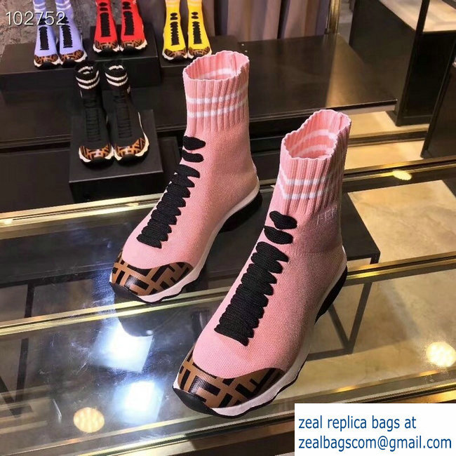 Fendi FF Fabric Mid-top Sneakers Boots Pink 2018