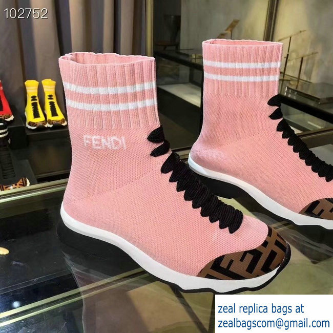 Fendi FF Fabric Mid-top Sneakers Boots Pink 2018