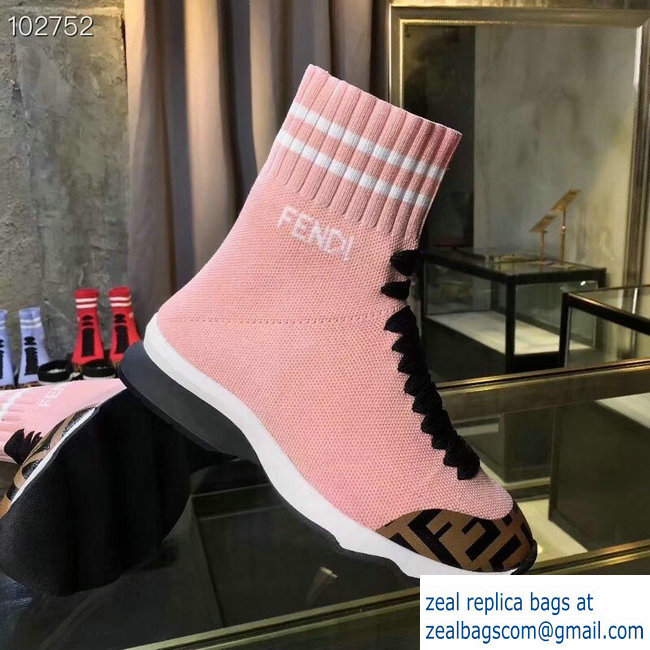 Fendi FF Fabric Mid-top Sneakers Boots Pink 2018