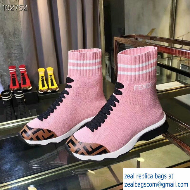 Fendi FF Fabric Mid-top Sneakers Boots Pink 2018