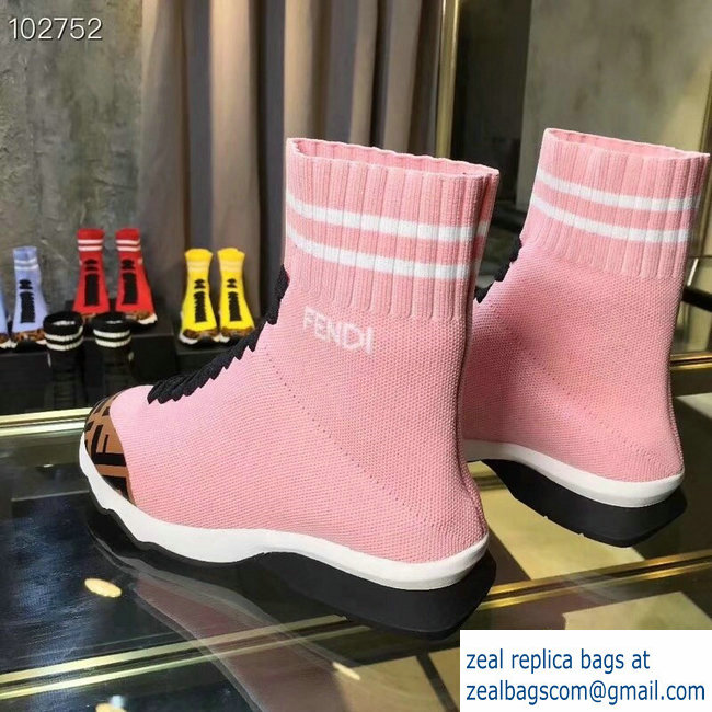 Fendi FF Fabric Mid-top Sneakers Boots Pink 2018