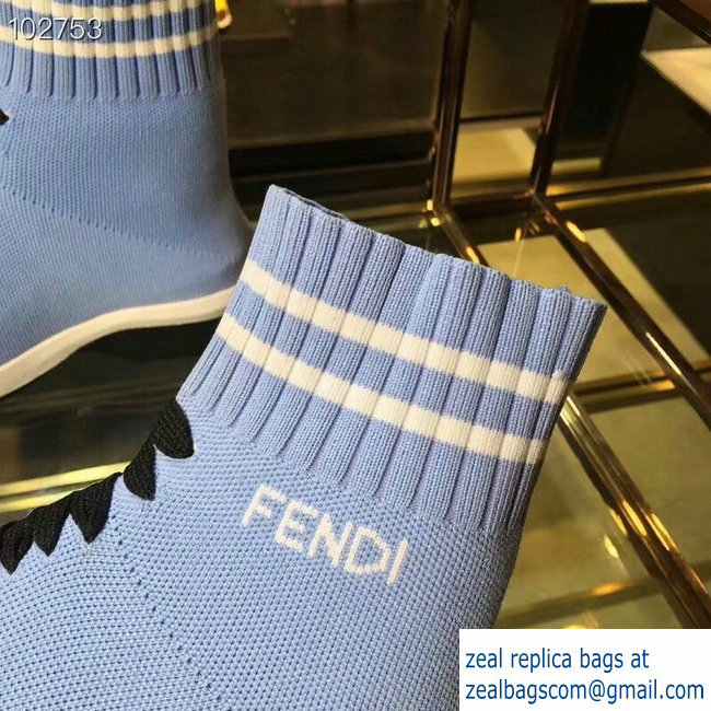 Fendi FF Fabric Mid-top Sneakers Boots Sky Blue 2018