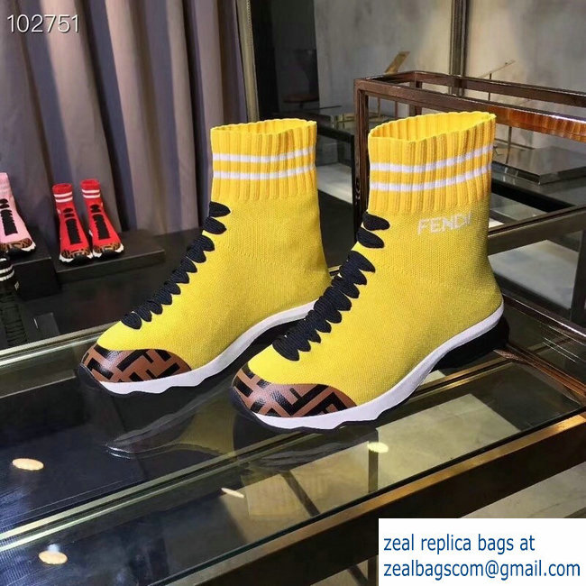 Fendi FF Fabric Mid-top Sneakers Boots Yellow 2018