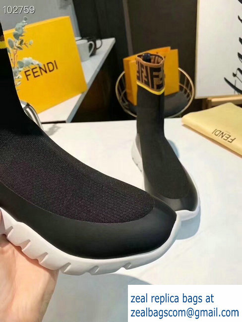 Fendi FF Fabric Running Men's Sneakers Boots Black 2018