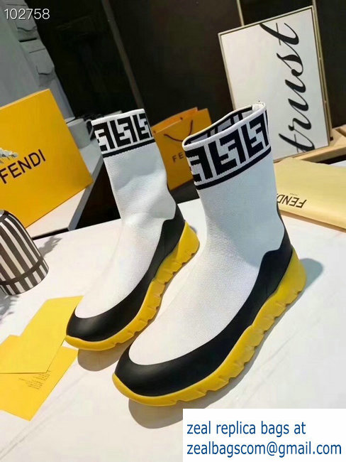 Fendi FF Fabric Running Men's Sneakers Boots White 2018