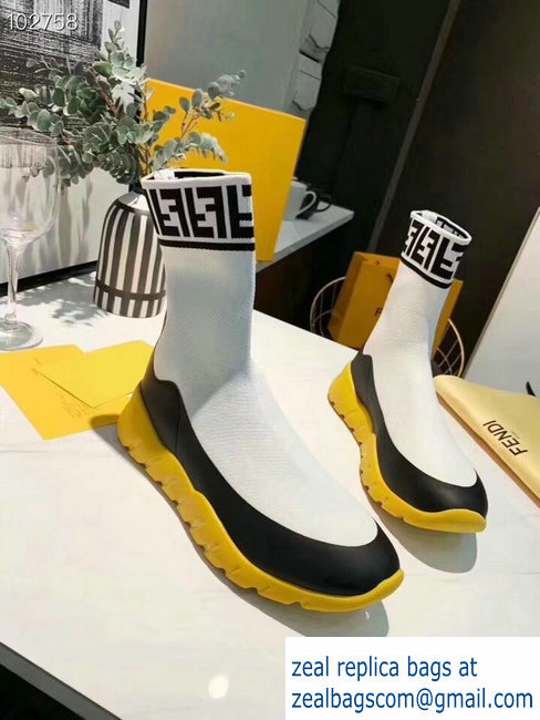 Fendi FF Fabric Running Men's Sneakers Boots White 2018