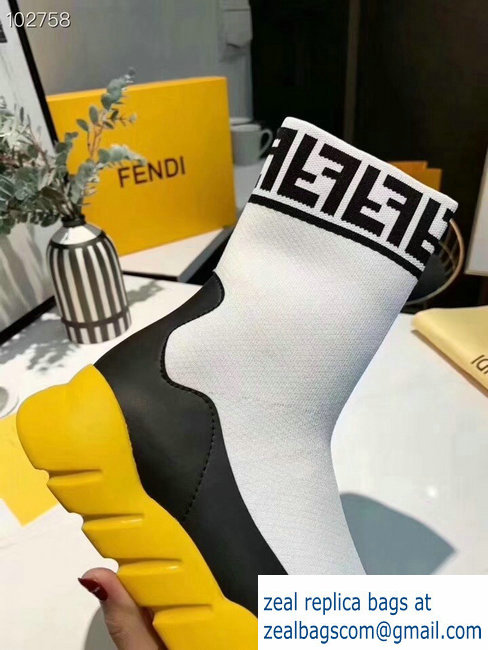 Fendi FF Fabric Running Men's Sneakers Boots White 2018 - Click Image to Close
