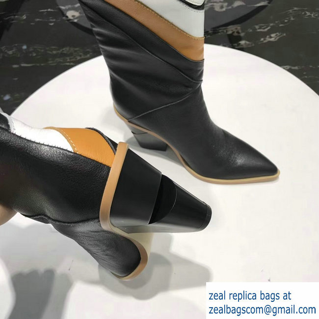 Fendi Heel 9cm Mania Logo Pointed Toe Cowboy Boots Black 2018 - Click Image to Close