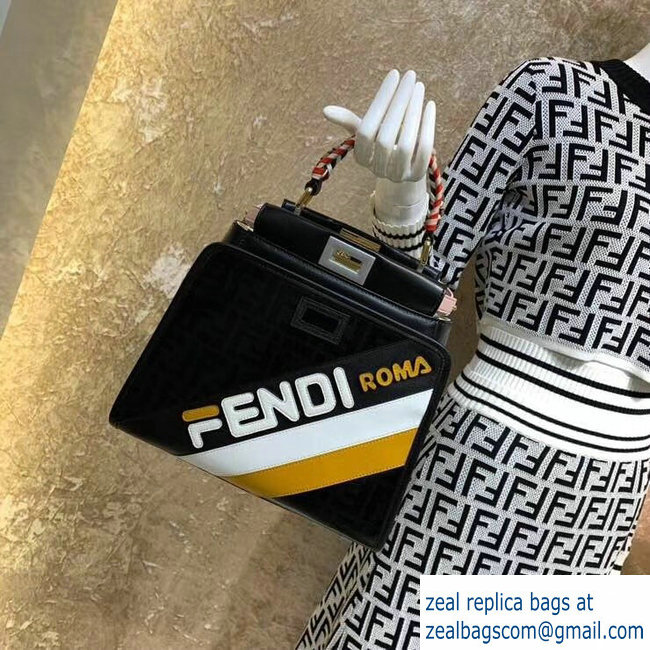 Fendi Mania Logo Peekaboo Cover Case Black/White/Yellow 2019
