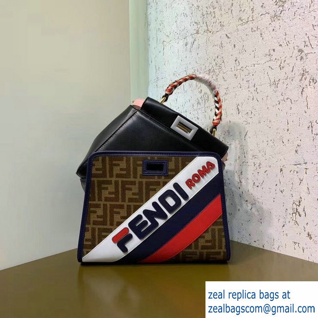 Fendi Mania Logo Peekaboo Cover Case FF Fabric White/Blue/Red 2019