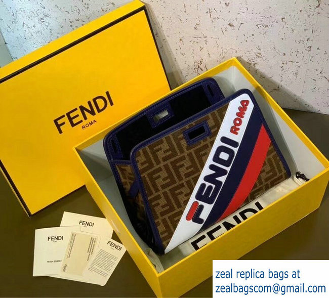 Fendi Mania Logo Peekaboo Cover Case FF Fabric White/Blue/Red 2019