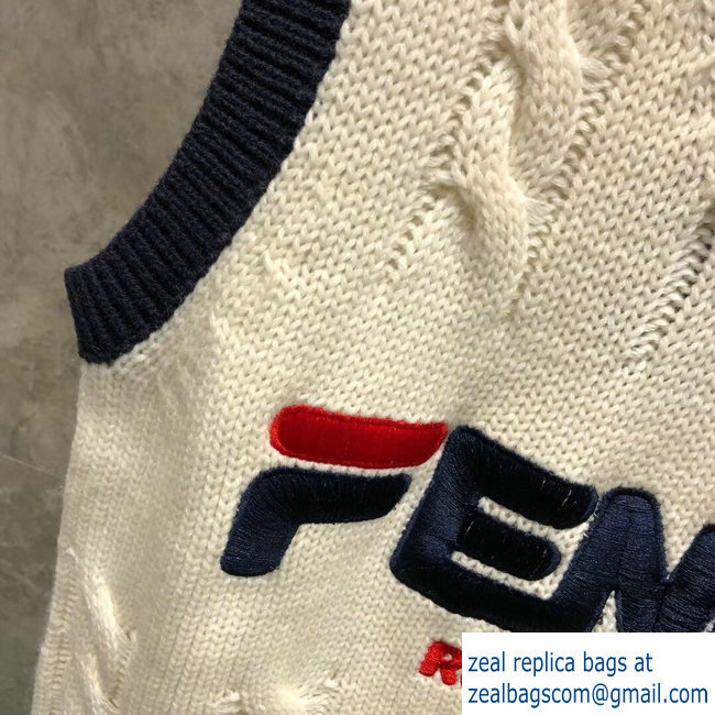 Fendi Mania Logo V Neck Knit Tank Top 2019