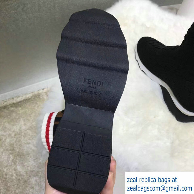 Fendi Multicolour Fabric Sneakers Boots FF Logo Black 2018