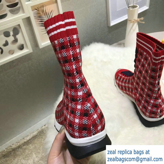 Fendi Multicolour Fabric Sneakers Boots Grid Red 2018 - Click Image to Close