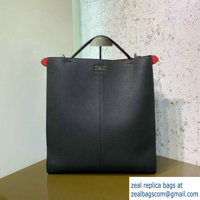 Fendi Roman Leather Peekaboo X-Lite Fit Tote Bag Black 2019