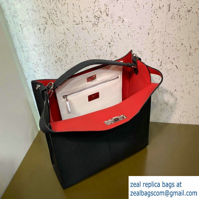 Fendi Roman Leather Peekaboo X-Lite Fit Tote Bag Black 2019