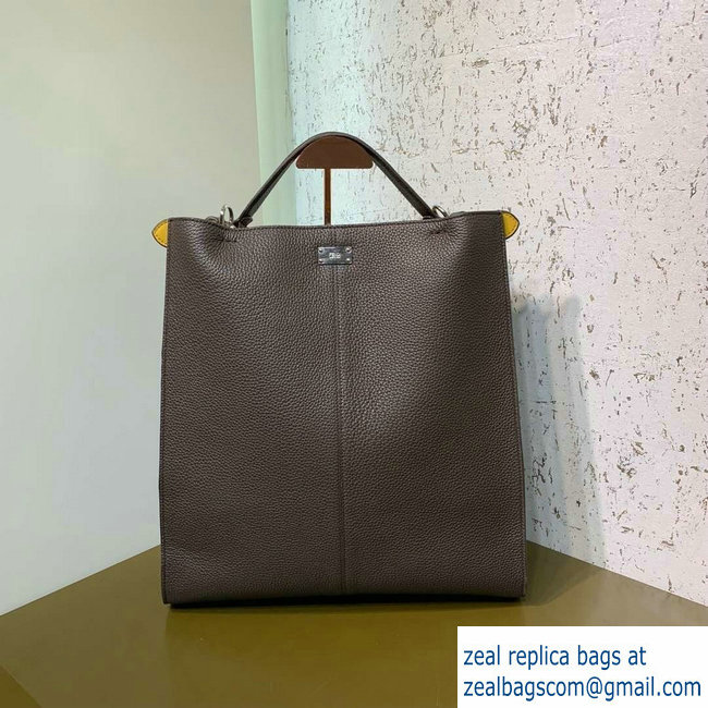 Fendi Roman Leather Peekaboo X-Lite Fit Tote Bag Coffee 2019