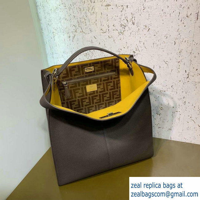 Fendi Roman Leather Peekaboo X-Lite Fit Tote Bag Coffee 2019