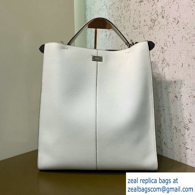 Fendi Roman Leather Peekaboo X-Lite Fit Tote Bag White 2019