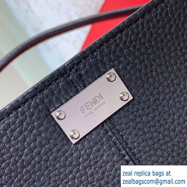Fendi Roman Leather Peekaboo X-Lite Regular Tote Bag Black 2019