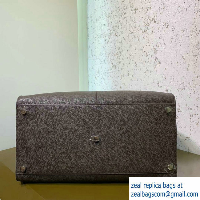Fendi Roman Leather Peekaboo X-Lite Regular Tote Bag Coffee 2019