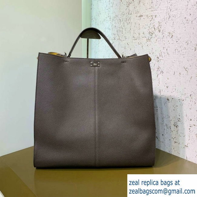 Fendi Roman Leather Peekaboo X-Lite Regular Tote Bag Coffee 2019 - Click Image to Close