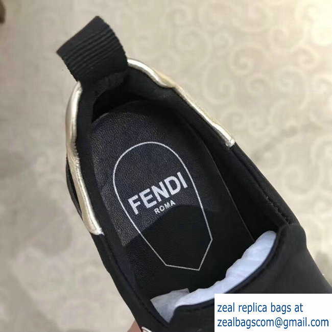 Fendi Studs Fabric Sneakers Logo Black/gold 2018
