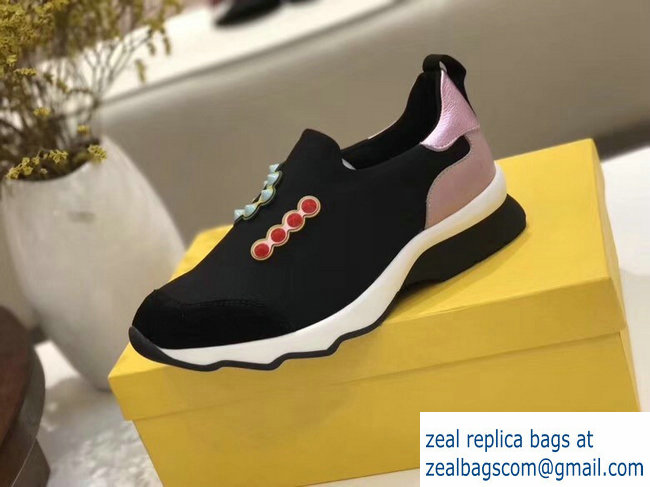 Fendi multicolor Studs Fabric Sneakers Logo Black 2018